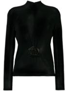 Gucci Pre-owned 1999 Flower Appliqué Top - Black