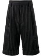 Dries Van Noten Pinstripe Knee-length Shorts, Men's, Size: 46, Blue, Linen/flax/wool