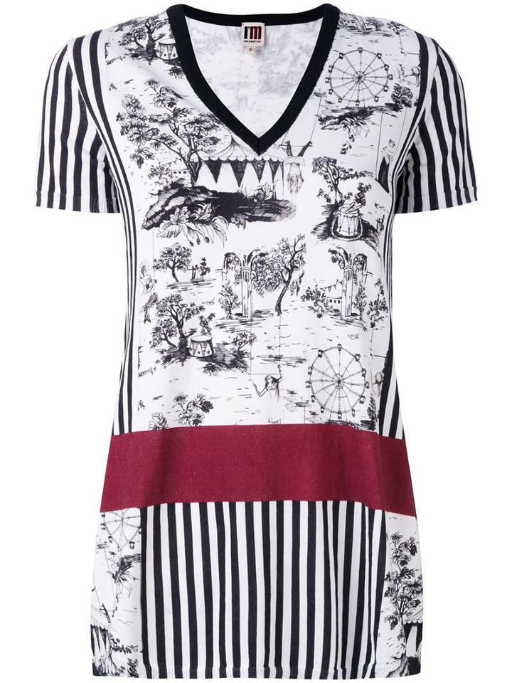 I'm Isola Marras - Printed V-neck T-shirt - Women - Cotton - M, White, Cotton