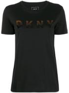 Dkny Ombre Sequin Logo T-shirt - Black
