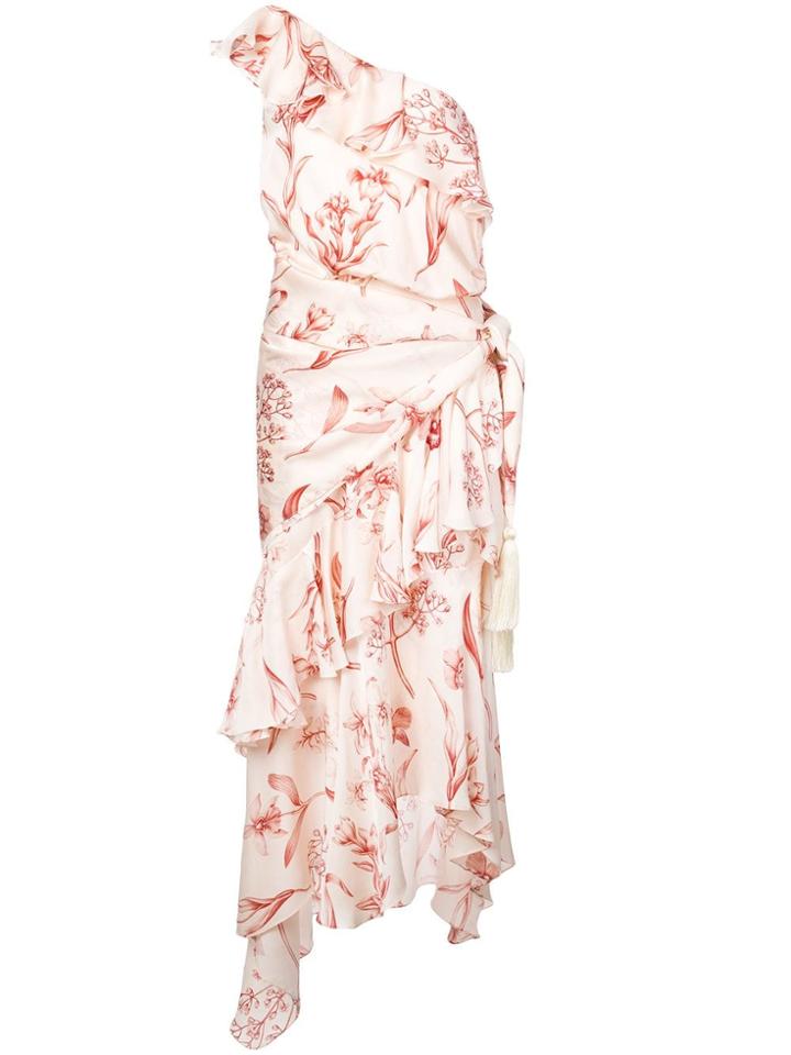 Johanna Ortiz Floral Print Ruffled Dress - Pink