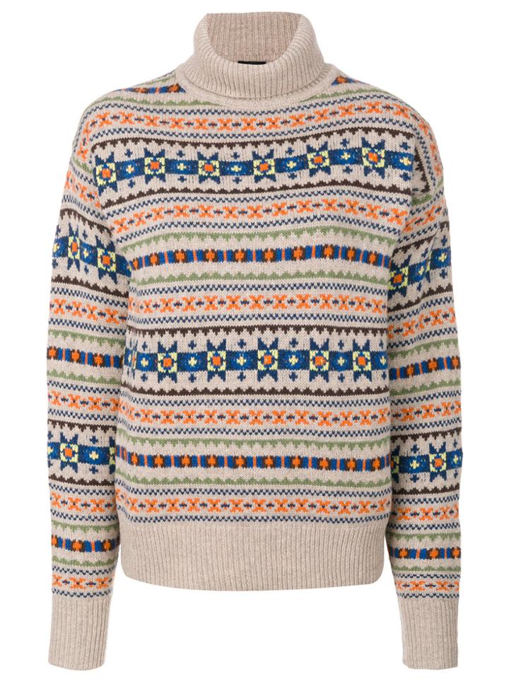 Joseph Patterned Turtleneck Jumper - Nude & Neutrals