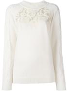 Blumarine - Lace Panel Pullover - Women - Nylon/polyester/cashmere/wool - 40, White, Nylon/polyester/cashmere/wool