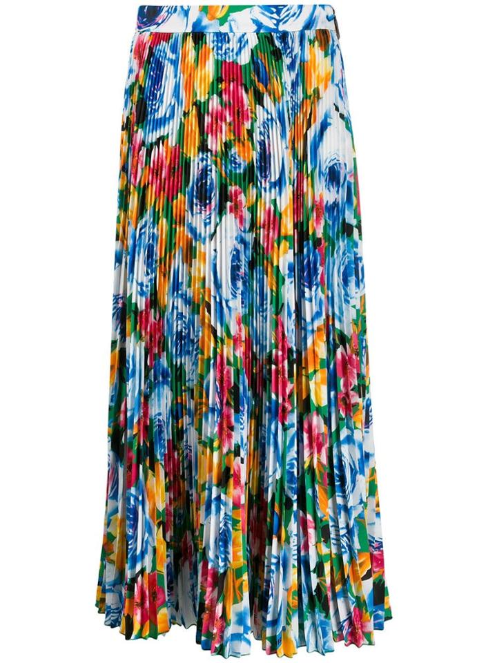 Msgm Floral-print Pleated Skirt - Multicolour