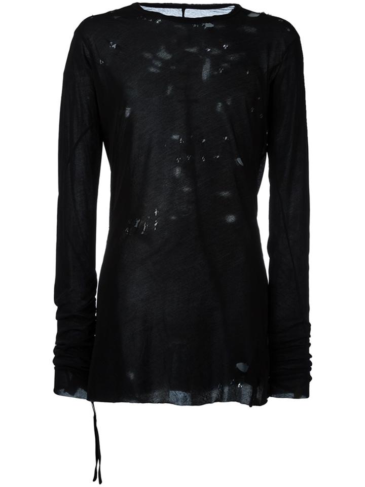 Unravel Project Distressed Long Sleeve T-shirt - Black