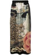 Yohji Yamamoto Graphic Print Wide Leg Trousers - Black