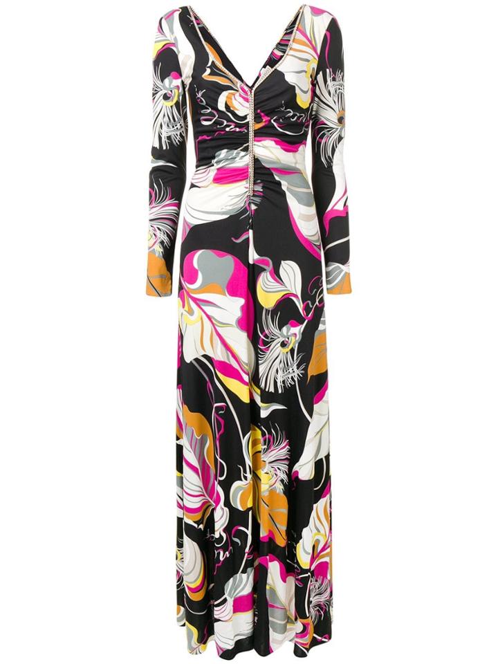 Emilio Pucci Psychedelic Leaf Print Dress - Black