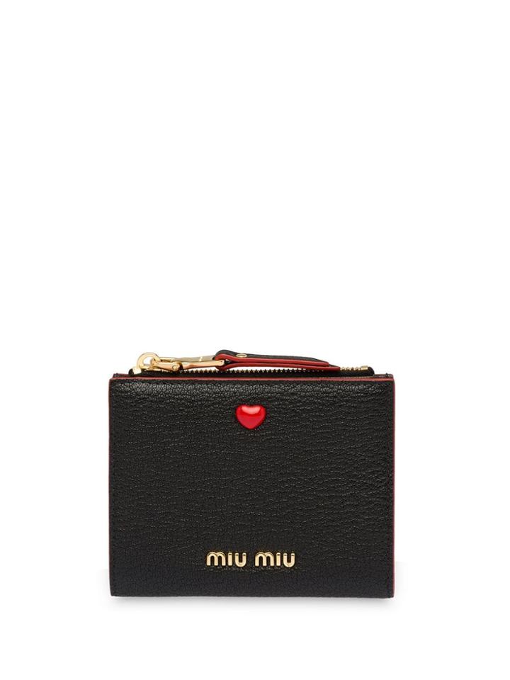 Miu Miu Heart Detail Wallet - Black