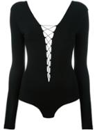 Alexander Wang Lace-up Bodysuit, Women's, Size: Small, Black, Modal/spandex/elastane