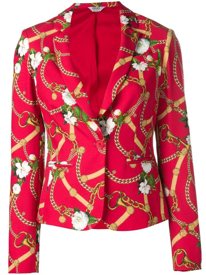 Liu Jo Floral And Chain Print Blazer - Red