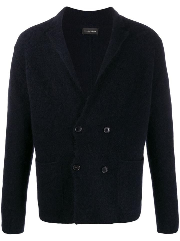 Roberto Collina Double Breasted Felt Cardigan - Blue