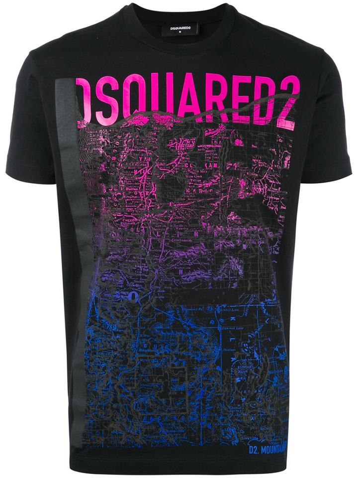 Mountain Print T-shirt - Men - Cotton - Xl, Black, Cotton, Dsquared2