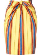 Moschino Striped Tie Front Skirt, Women's, Size: 40, Yellow/orange, Cotton/polyamide