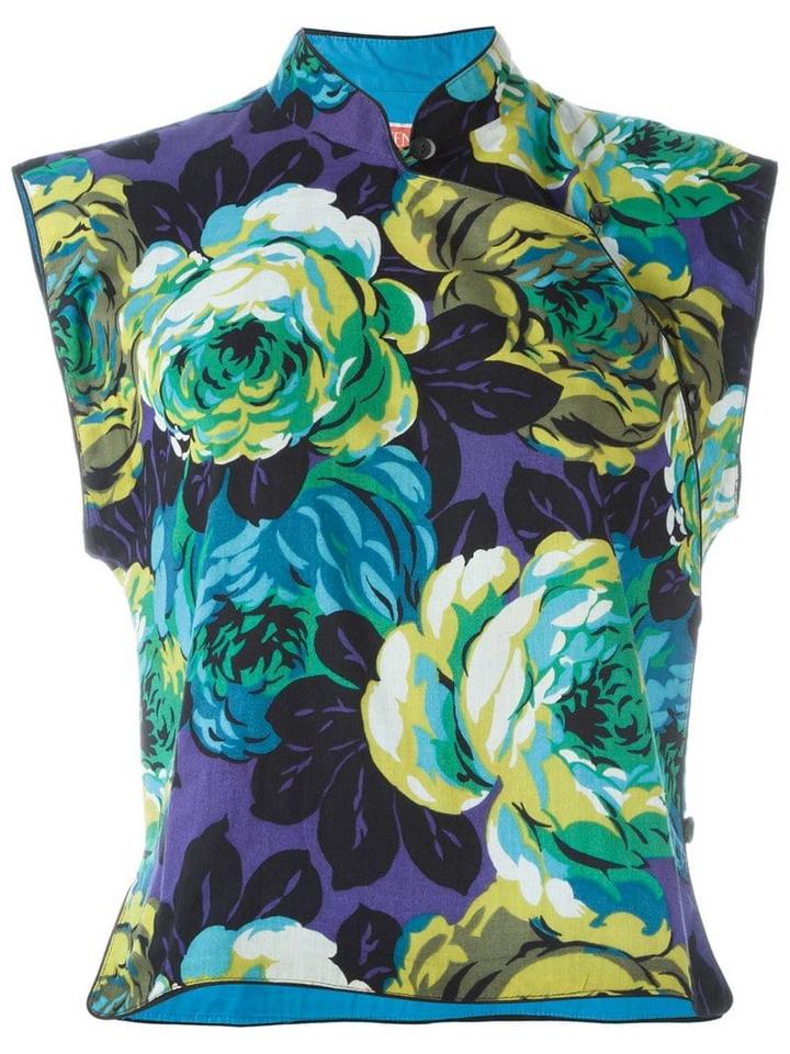Kenzo Pre-owned Floral Print Top - Blue