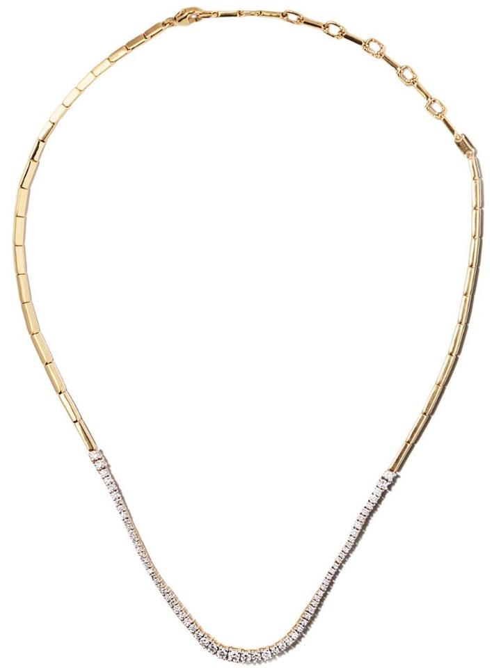 As29 18kt Yellow Gold Icicle Diamond Round Necklace