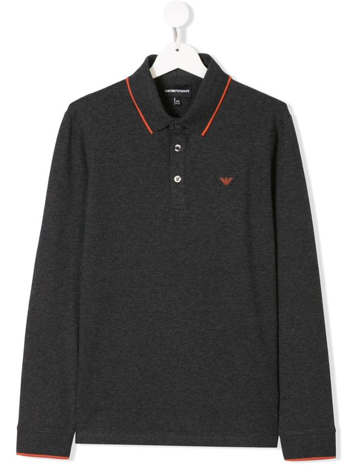 Emporio Armani Kids Teen Long-sleeve Polo Shirt - Grey