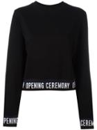 Opening Ceremony Slogan Trim Sweatshirt, Women's, Size: Medium, Black, Cotton/acrylic/nylon/spandex/elastane