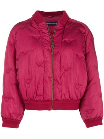 Emporio Armani Vintage Zip Padded Bomber Jacket - Pink & Purple