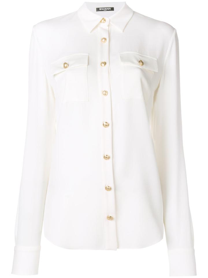 Balmain Decorative Button Shirt - Nude & Neutrals