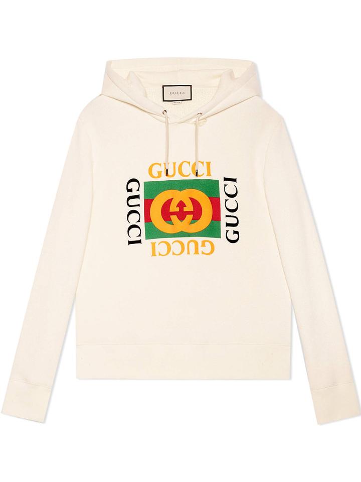 Gucci - Gucci Print Hooded Sweatshirt - Men - Cotton - Xxl, Nude/neutrals, Cotton