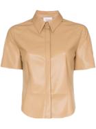 Nanushka Clare Short-sleeved Vegan Leather Shirt - Neutrals