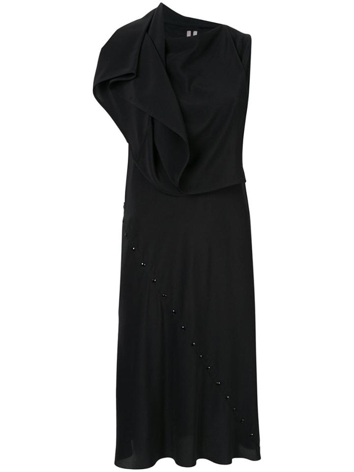 Rick Owens Ruffle Sleeveless Shift Dress - Black