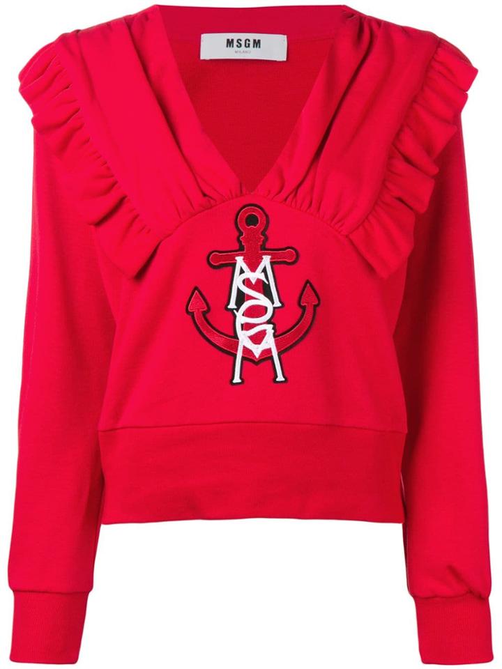 Msgm Anchor Embroidered Sweatshirt