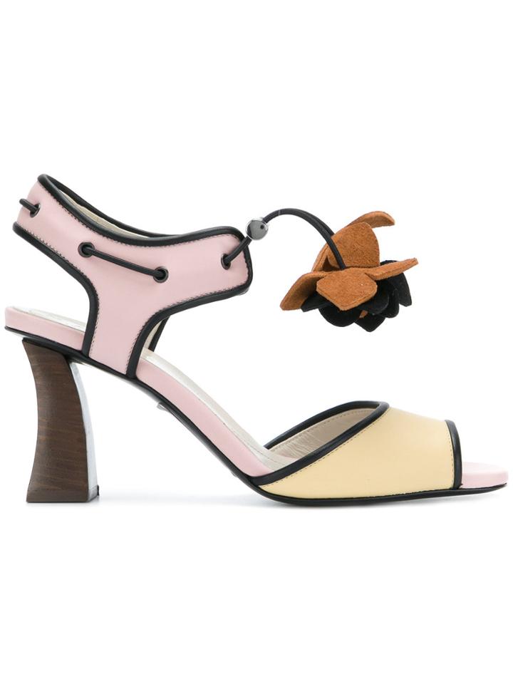 Marni Floral-appliqué Colour-block Sandals - Multicolour