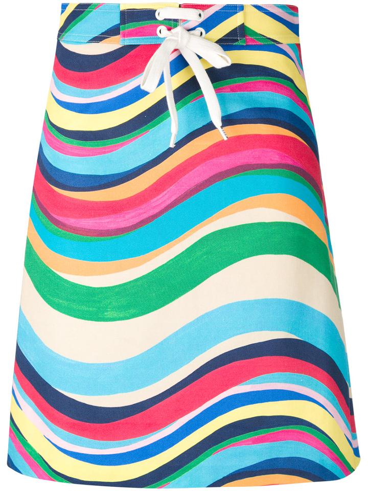 Red Valentino - Drawstring Striped Skirt - Women - Cotton/spandex/elastane - 40, Cotton/spandex/elastane