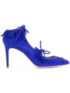 Racine Carree Fringed Pointed Pumps - Blue