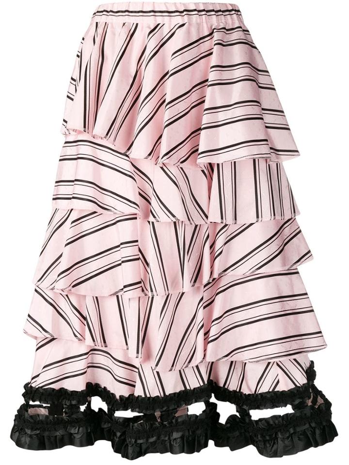 Comme Des Garçons Vintage Layered Striped Skirt - Pink