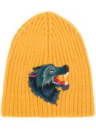 Gucci Knitted Wolf Beanie - Yellow & Orange