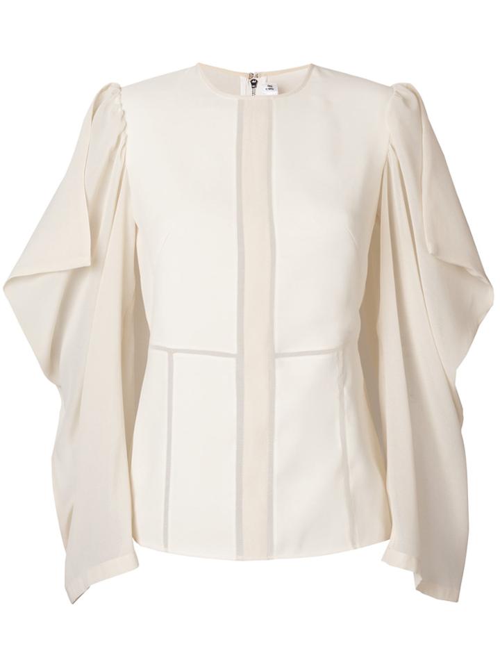 Victoria Beckham Drape Sleeve Panelled Top - Nude & Neutrals