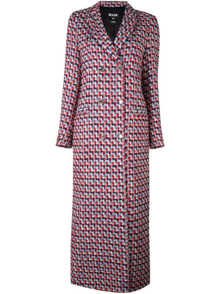 Msgm Double-breasted Coat, Women's, Size: 40, Cotton/viscose/virgin Wool