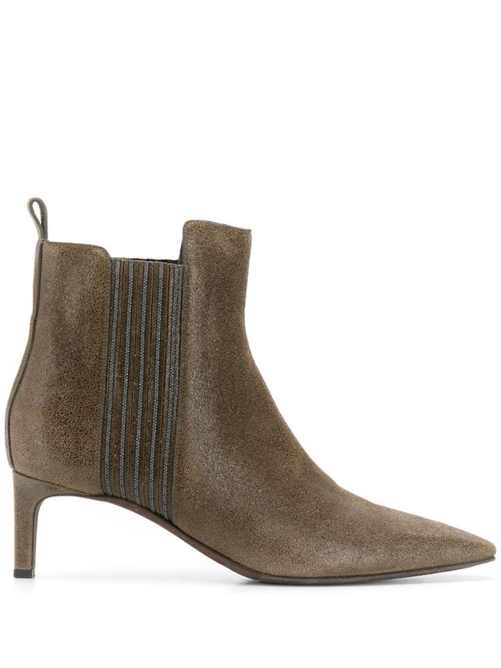 Brunello Cucinelli Kitten Heel Ankle Boots - Neutrals