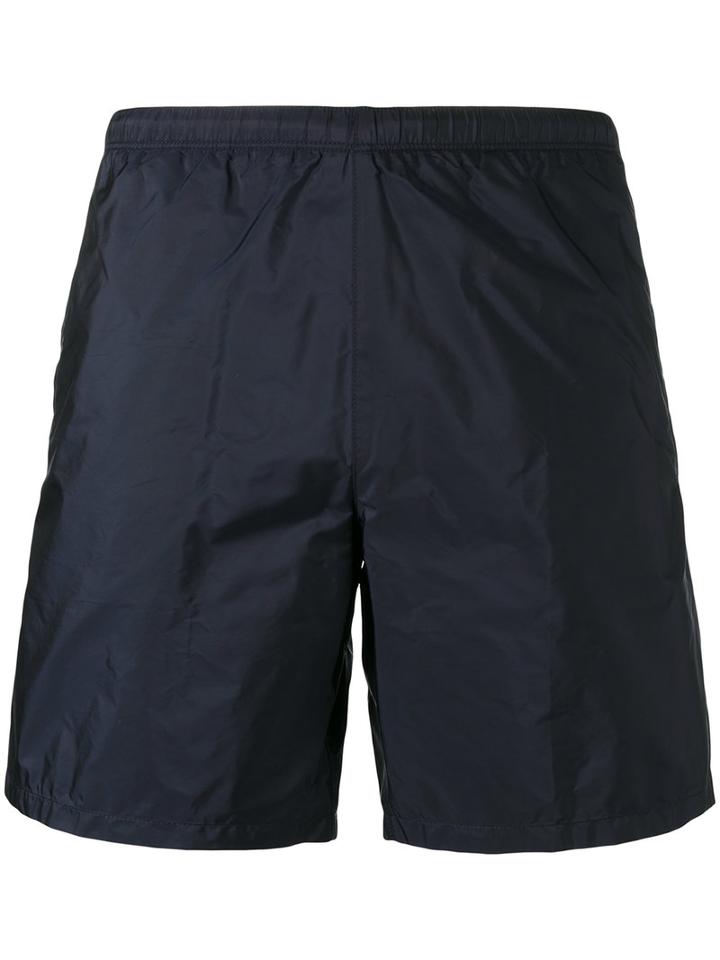 Prada Elasticated Waistband Swim Shorts, Men's, Size: 48, Blue, Nylon/polyester