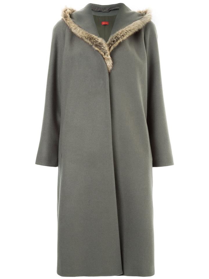 Des Prés Faux Fur Trim Hooded Coat - Green