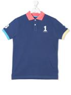 Hackett Kids Numbers Print Polo Shirt - Blue