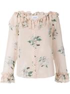 Dondup Floral Printed Ruffle Blouse - Nude & Neutrals