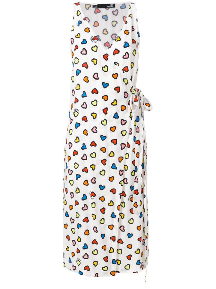 Love Moschino Heart Print Wrap Dress - White