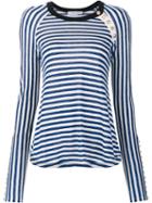Derek Lam 10 Crosby Striped Longsleeved T-shirt, Women's, Size: Large, White, Linen/flax