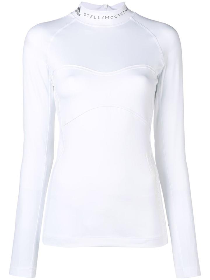Adidas By Stella Mccartney Branded Collar Sports Top - White