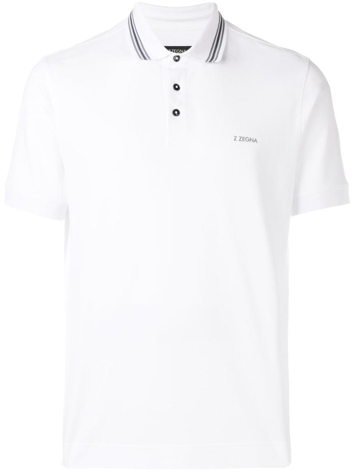 Z Zegna Contrast Logo Polo Shirt - White