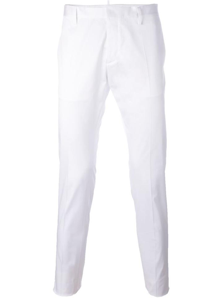 Dsquared2 Chino Trousers, Men's, Size: 50, White, Cotton/spandex/elastane