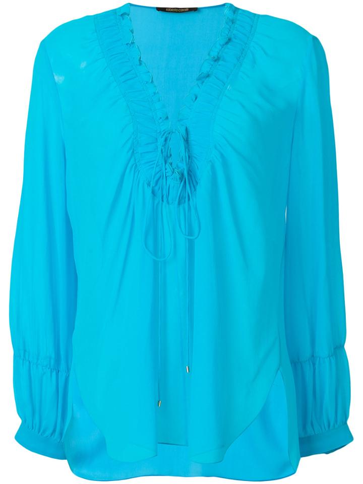 Roberto Cavalli Laced Neck Blouse - Blue