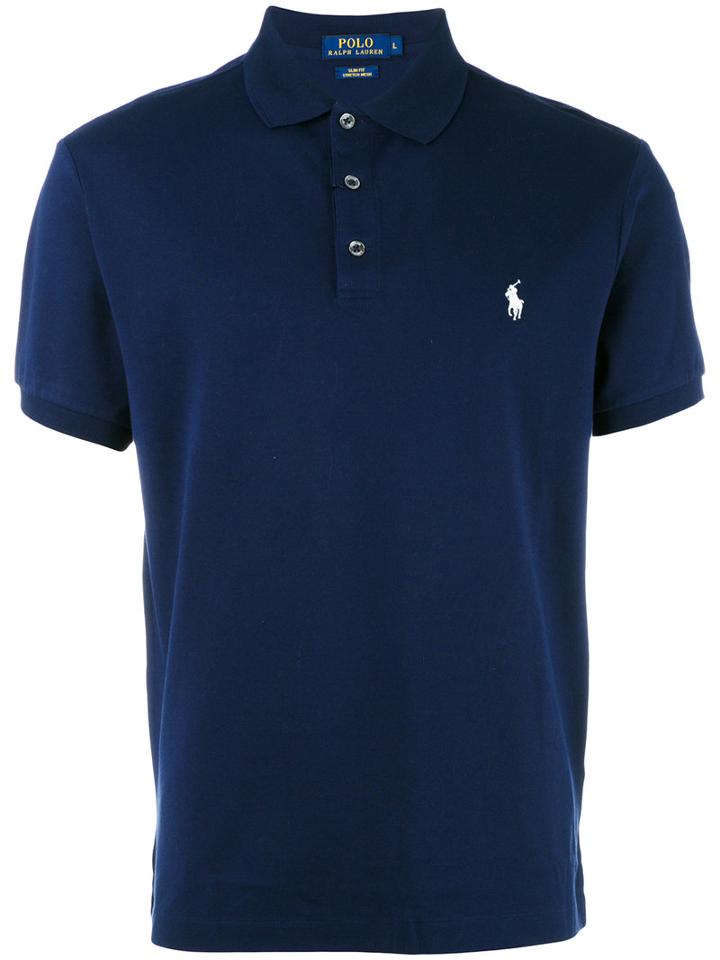 Polo Ralph Lauren Logo Embroidered Polo Shirt, Men's, Size: Large, Blue, Cotton/spandex/elastane