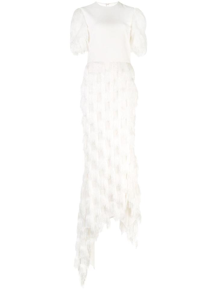 Christian Siriano Fringed Details Dress - White