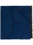 Emporio Armani Striped Frayed Hem Scarf - Blue
