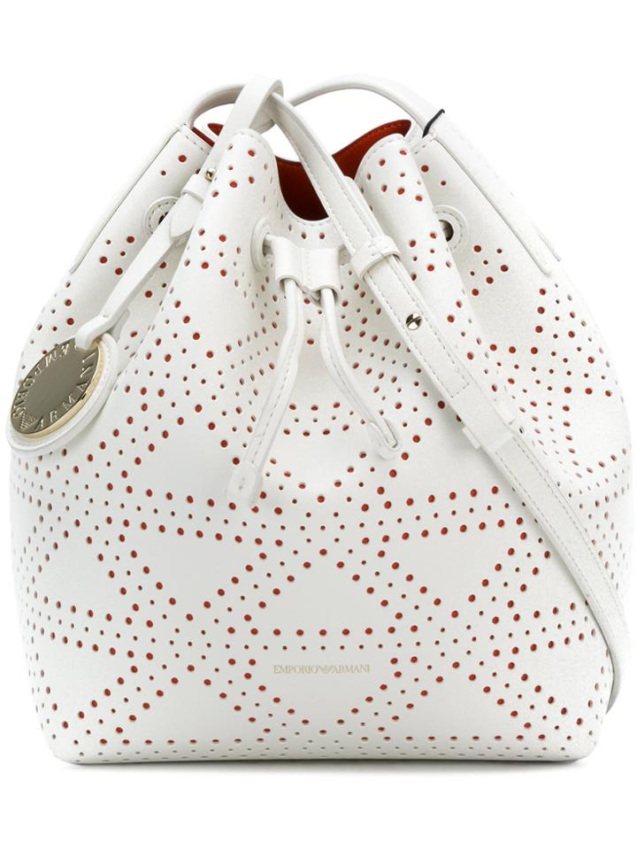 Emporio Armani Embossed Satchel Bag - White