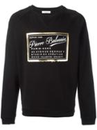 Pierre Balmain Brand Print Sweatshirt, Men's, Size: 48, Black, Cotton